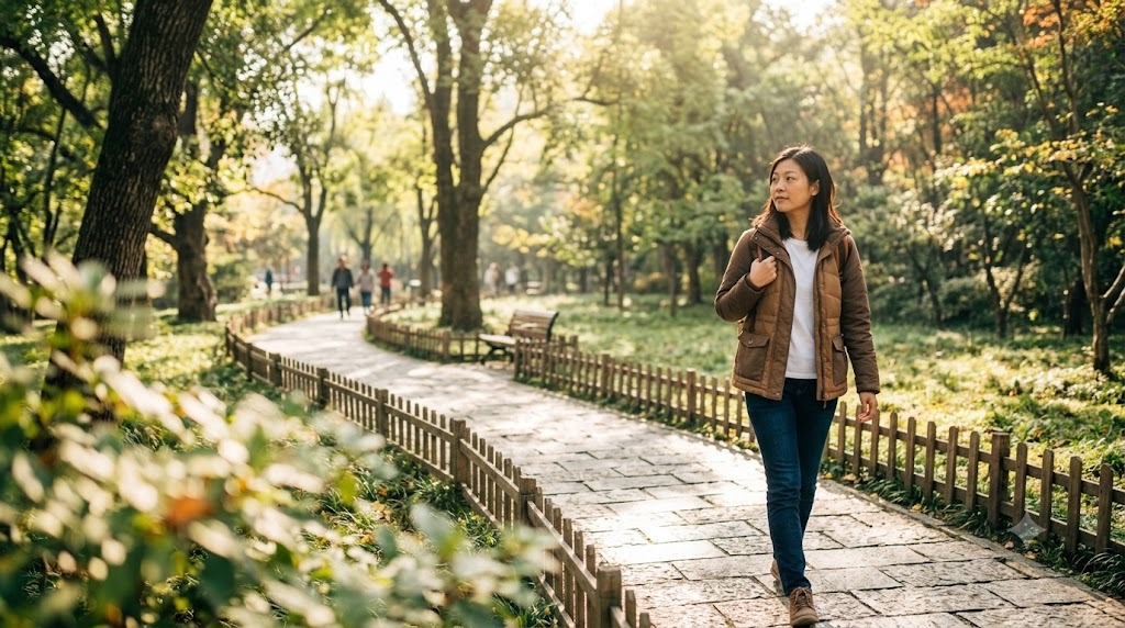 Chừa khoảng trống theo hướng người đang nhìn và bước tới