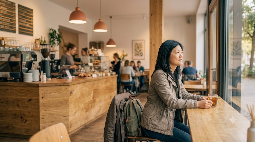 Giữ lại quầy bar và không khí quán trong hậu cảnh